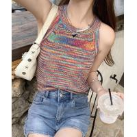 ราคา เสื้อปาดไหล่สายรุ้ง 0745 เสื้อถักแขนกุด เสื้อกั๊กแขนกุด ลายรุ้ง เสื้อสายรุ้งไหมพรมเเขนกุดเสื้อไหมพรม (19936285485)