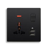 ราคา Atlectric Universal Standard Plug Socket Dual USB Charging Port Power Indicator Wall Outlet Socket With Switch (15256112808)