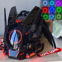 ราคา Cyberpunk mask Predator helmet cosplay mechanical tactical mask illuminated full face gas mask JYUE (20496257308)