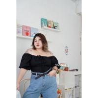 ราคา plus size ครอปพลอยใสแขนตุ๊กตา สำหรับสาวอวบ สมอคหลัง เชือกมินิโบว์กลางอกผูกได้2แบบ ผ้าฝ้าย (19467660231)