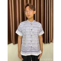 ราคา เสื้อลายคอพระราชผู้ชาย คอจีน กระดุมไม้ (18920656585)