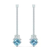 ราคา ใหม่ สวารอฟสกี้ ออสเตรียคริสตัลสีฟ้าสี่เหลี่ยมเพชรต่างหูสำหรับสุภาพสตรี 925 เงินสเตอร์ลิงต่างหูยาว New Swarovski Austrian Crystal Blue Square Diamond Earrings for Women 925 Pure Silver Long Earrings 5
