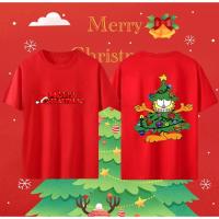 ราคา เสื้อยืด คริสต์มาส Merry Christmas Garfield ไม่จำกัดเพศ ราคาถูก ฝ้าย 100 ขนาด พิมพ์ลาย เสื้อยืด (20946279869)
