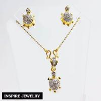 ราคา Inspire Jewelry ชุดเซ็ท ต่างหูเต่าฝังเพชร จี้เต่าฝังเพชร และสร้อยคอทอง พร้อมกล่องกำมะหยี่ สวยหรู นำโชค เสริมดวง (114682547)