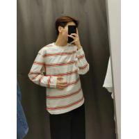 ราคา Uniqlo เสื้อคู่ผู้ชายสำหรับฤดูใบไม้ผลิ2023เสื้อยืดแขนยาวคอกลมลายขวางและหดตัวภายในสร้างฐาน455406 (17576097710)