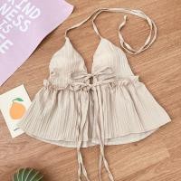 ราคา เสื้อคล้องคอ โชว์หลัง ผูกโบว์หน้า 2 ชั้น เสริมฟองน้ำ (20884170272)