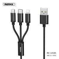 ราคา REMAX สายชาร์จ 3หัว รุ่น RC 131th สายหุ้มด้วยไนลอนถักอย่างดี ไฟ 2 8A ชาร์จเร็วแรงไว มีหัว Lightning Micro TYPE C (7858357753)