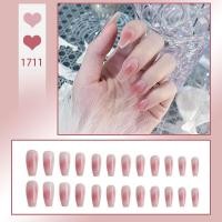 ราคา NaiIs เล็บปลอม24ชิ้นกับ GIue Short Iong เล็บปลอม Rt Lce Camellia แป้งไข่มุกเล็บโปร่งใส (20825980073)