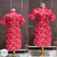 ราคา ES737 เดรสกี่เพ้า สาวอวบอ้วน ผ้าซาตินลาย ไม่ยืดนะค่ลายมังกรทอง (21273090721)