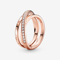 ราคา Pandora เงิน925 14k แหวนเพชร แหวนแฟชั่น Pavé Interlacing Three Ring เครื่องประดับแฟชั่น ของแท้ 100 (21014557637)