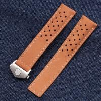 ราคา ใหม่สร้อยข้อมือหนังวัวด้าน20 22 24มม สำหรับแท็ก HEUER CARRERA สายนาฬิกาข้อมือชุดโมนาโกสายสายนาฬิกาวินเทจสีน้ำตาล (21160753711)