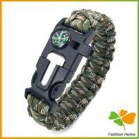 ราคา FASHION เชือกรัดข้อมือ สายรัดข้อมือสีเขียว สำหรับเดินป่า มีด นกหวีด แท่งจุดไฟ เชือก เข็มทิศ 5in1 Outdoor Accessories (20315933478)