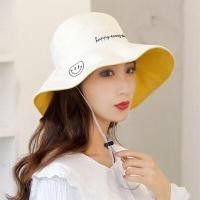 ราคา หมวกกันแดด หมวกใส่ไปเที่ยว หมวกแฟชั่น หมวกเที่ยวทะเล หมวกสวยๆ ใส่ได้ 2 ด้าน มีเชือกรัดคาง มี 7 สี (16453590094)