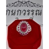 ราคา แหวนเงินเเท้92 5 ล้อมพลอยแดงทับทิมชาตั้ม พร้อมส่ง (16352583568)