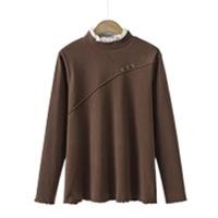 ราคา เสื้อเชิ้ตคอเต่าผ้ากำมะหยี่เยอรมันครึ่งตัวเย็บปะติดปะต่อกันเสื้อยืดหลุยส์แขนยาวผู้หญิงทรงคอสูง (21175712350)