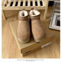 ราคา รองเท้าบูท กันหนาวบุขนแกะแท้100 bootหุ้มข้อสไตล์UGG รองเท้าบูทหนังแท้กันหิมะเสริมส้นสำหรับผู้หญิง (20889461411)