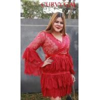 ราคา Curvy Gal พร้อมส่ง S อก42 เอว36 สพ ฟรีไซร์ เดรสลูกไม้สีแดง ใส่งานแต่ง ใส่ออกงาน เดรสเจ้าสาว สายอวบ แดง Red สีแดง (15819551642)