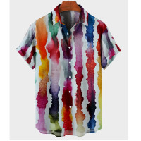 ราคา เสื้อแฟชั่นเสื้อเชิ้ตผู้ชายชายเสื้อแฟชั่นเสื้อผ้าลำลองไล่ระดับสีแขนสั้นเสื้อยืดเสื้อขนาดใหญ่ผู้ชาย (20675167152)