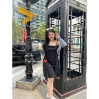 ราคา เดรสสายเดี่ยวผ่าหน้า แมชเสื้อคลุมผ้าร่อง ทรงสวย เข้ารูป (20513002076)