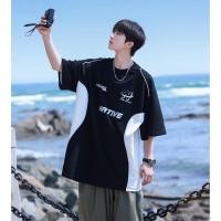 ราคา Hanlu เสื้อยืดผู้ชายแขนสั้นเสื้อยืดลายตัวอักษรสไตล์ญี่ปุ่น (19416680624)