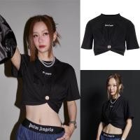 ราคา P angels crop top 330 เสื้อครอปแขนสั้น ดีเทลม้วนหน้าเว้าเอว สกรีนโลโก้ลายแบรนด์ดังที่อก (21371503211)