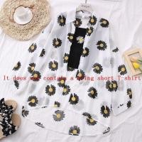 ราคา 2022ฤดูร้อนผู้หญิงพิมพ์ดอกไม้ครีมกันแดดเสื้อสีดำสีส้มสีฟ้าสีเขียวสีม่วงแขนยาวชีฟองเสื้อลำลองหลวม Veste Femme (14479433955)