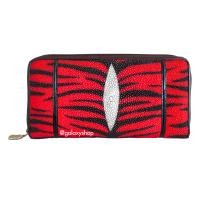 ราคา กระเป๋าสตางค์ หนังปลากระเบนผู้หญิงลายก้างปลาแดงดำ สไตล์ซิปเดี่ยว กระเป๋าเงินใส่ บัตรเอทีเอ็ม บัตรเครดิต ทนทานเป็นเลิศ หนังแท้ 100 (13695546497)