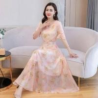 ราคา กระโปรงนางฟ้ายอดนิยมสุดสวยเดรสผ้าชีฟองลายดอกไม้ฤดูร้อนใหม่กระโปรงสีชมพูแกว่งเหนือเข่ากระโปรงยาวพิมพ์ลาย (14377164374)