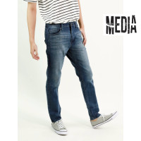 ราคา กางเกงยีนส์ ยืด ผู้ชาย ทรงกระบอกเล็ก ขัดลายช่วงต้นขา MEDIA JEANS SN SS32 (9455127851)