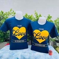 ราคา เสื้อยืดสีน้ำเงินพิมพ์ลายหัวใจ มีไซส์ S XL (19819529401)