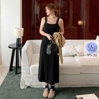 ราคา ชุดเดรสสายเดี่ยวสาวอวบ อก 36 48 นิ้ว เดรสยาวสายเดี่ยวเส้นหนา เข้ารูปสีดำล้วน YPS 214 (20948362863)
