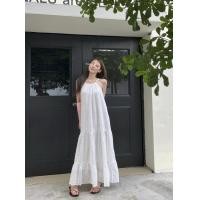 ราคา Uniqlo 2023 New Fashion version kumikumi French retro halterneck dress womens summer discreet hollow loose A line skirt long skirt (20487093141)