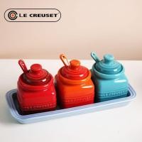 ราคา LE CREUSET Ceramic spice jar with spoon set home kitchen spice jar gift boxed (21213585449)