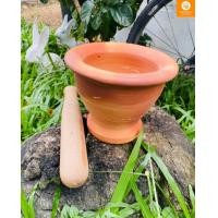 ราคา tpkshop2 ครกดินเผา ครกไทย พร้อมสากไม้ เกรด A ขนาด 7 8 9 นิ้ว ให้เลือก 1 ชุด 1 (18431125714)