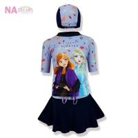 ราคา Disney ชุดว่ายน้ำเด็กหญิง รุ่น 2 ชิ้น เสื้อ กระโปรง พร้อม หมวก และ ถุงใส่ชุดว่ายน้ำ ลาย โฟรเซ่น Frozen จาก NADreams (19026758261)