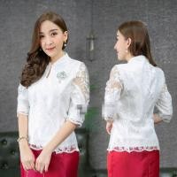 ราคา 5 สี เสื้อลูกไม้สวย เสื้อลูกไม้ไทย เสื้อลูกไม้ออกงาน คอสูง แขนเจาะ ซับในทั้งตัว อก 36 46 เสื้อเดี่ยว อ่านขนาดด้านล่างก่อนสั่งซื้อค่ะ (5471014236)