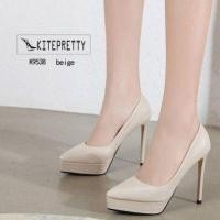 ราคา K9538 รองเท้าส้นเข็มสูง5นิ้ว เสริมหน้า1นิ้ว หนังพียูนิ่ม (14659689628)