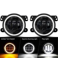 ราคา Nlpearl ไฟตัดหมอก LED 4นิ้ว60W พร้อมวงแหวนรัศมีสีขาวสำหรับรถจี๊ป JK TJ LJ Dodge Chrysler (21359062714)