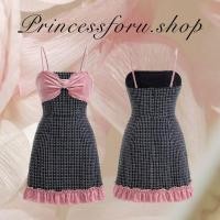 ราคา เดรสสั้น สายเดี่ยว สีชมพู ผ้าทวิต แฟชั่นเวียดนาม (20992903876)