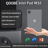 ราคา แท็บเล็ต QOOBE Windows 11แท็บเล็ต16หน้าต่างนิ้วหน้าจอสัมผัส 2560 1600 IPS แรม16GBSSD 256GB 512GBN300 Intel (21255196970)