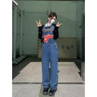 ราคา พร้อมส่งจากไทย เอี๊ยมยีนส์ ทรงหลวมOversize สไตล์เกาหลีลายปักเอวสูง 2024 รุ่น1108 (15533104262)