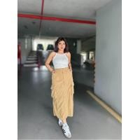 ราคา กระโปรงคาโก้ ผ้าลูกฟูก ผ่าหลัง แต่งกระเป๋า2ข้าง สีเอิทโทน แมทช์ง่าย หลายสไตล์ ทรงสวย กระโปรงสาวอวบ (21253455704)