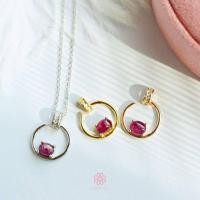 ราคา Rosenmarry สร้อยคอพร้อมจี้พลอยทับทิมแท้ ตัวเรือนเงินแท้ จัดส่งฟรี RN030 พลอยแท้เสริมดวง ของขวัญ (18569811558)