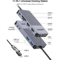 ราคา QGeeM USB 3 0 Docking Station Triple USB Hub Dual Monitor USB C Laptop Docking Station ใช้งานร่วมกับ MacBook M1 (21170577117)