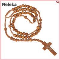 ราคา เนเลคา ขายดี สร้อยคอกางเขนคาทอลิกจี้รูปไม้กางเขนลูกปัดประคำลูกปัดไม้พระเยซูคริสต์1ชิ้น (20401048597)
