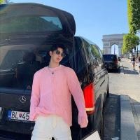 ราคา เสื้อสเวตเตอร์ถักสีชมพูชายเสื้อสเวตเตอร์เสื้อกันหนาวคอเต่าหยาบแบบสวมหัวมีสีทึบสำหรับผู้ชายแบบวินเทจเก๋ไก๋ฤดูใบไม้ร่วง (17011262175)