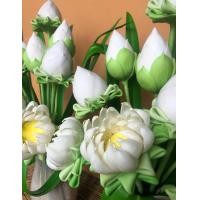 ราคา แจกันดอกบัว 7 ดอก ขนาดใหญ่เท่าบัวจริง แจกัน ดอกบัว ดอกไม้ บัวพับกลีบ ดอกบัวไหว้พระ งานดินปั้น (3833072213)