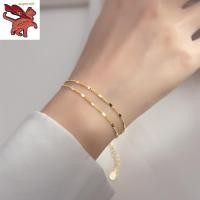 ราคา สร้อยข้อมือทองคําแท้ ทองคำแท้ 96 5 สแตนเลสชุบทอง 18k กําไลข้อมือผู้หญิง สร้อยข้อมือสองชั้นผู้หญิงออกแบบง่ายแฟชั่นเครื่องประดับเกาหลี เก็บเงินปลายทาง (20448966936)