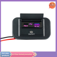ราคา อะแดปเตอร์เต้ารับสำหรับที่ชาร์จรถบัสแบบ USB คู่ PD Type C แผงพลังงาน USB 12V 24V พร้อม Swith สำหรับรถมอเตอร์ไซค์ทางทะเลที่สง่างามชาร์จเร็ว (21188396857)