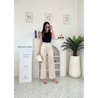 ราคา กางเกงขากระบอกเอวสูงขอบเอวมีหูกระบอกกลางทรงสวยผ้าลินินS 3XL (19467673325)